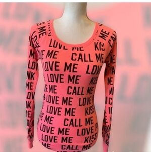 Pink by Victorias Secret waffle kint Graphic Long Sleeve Top size XS